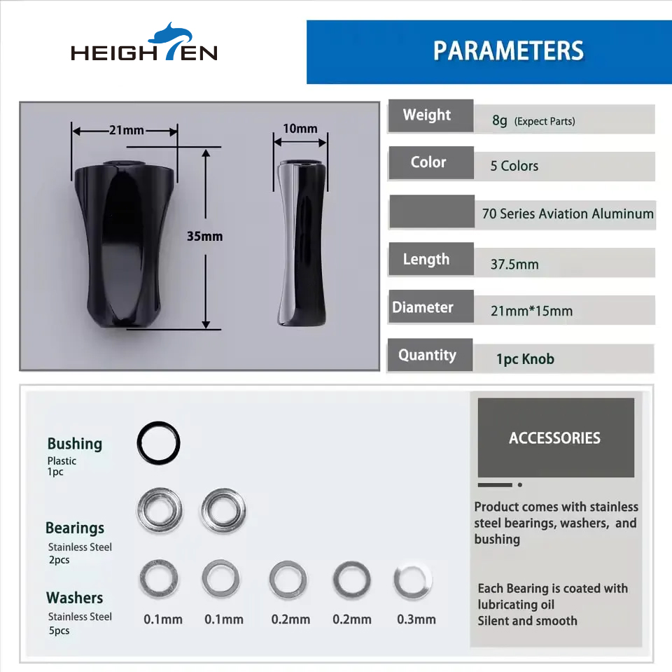 HEIGHTEN 21mm Reel Handle Alum - Reel Drag Knob recensie en prijs