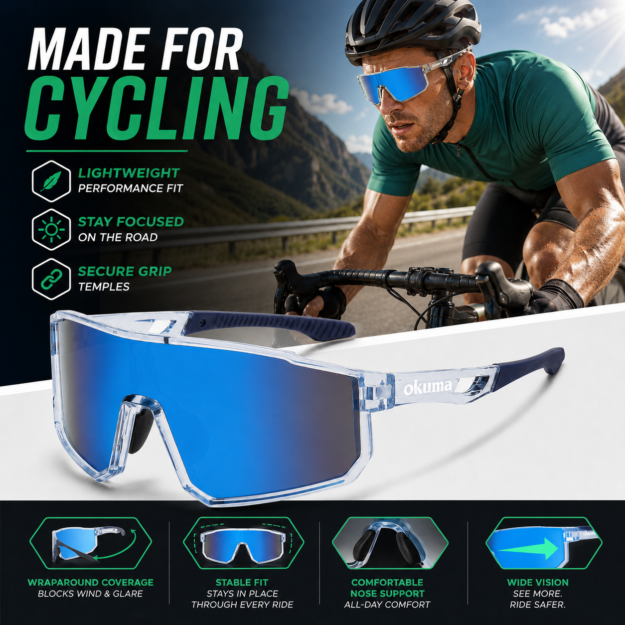 OKUMA UV400 Sports Eyewear Men - Surf Reel recensie en prijs