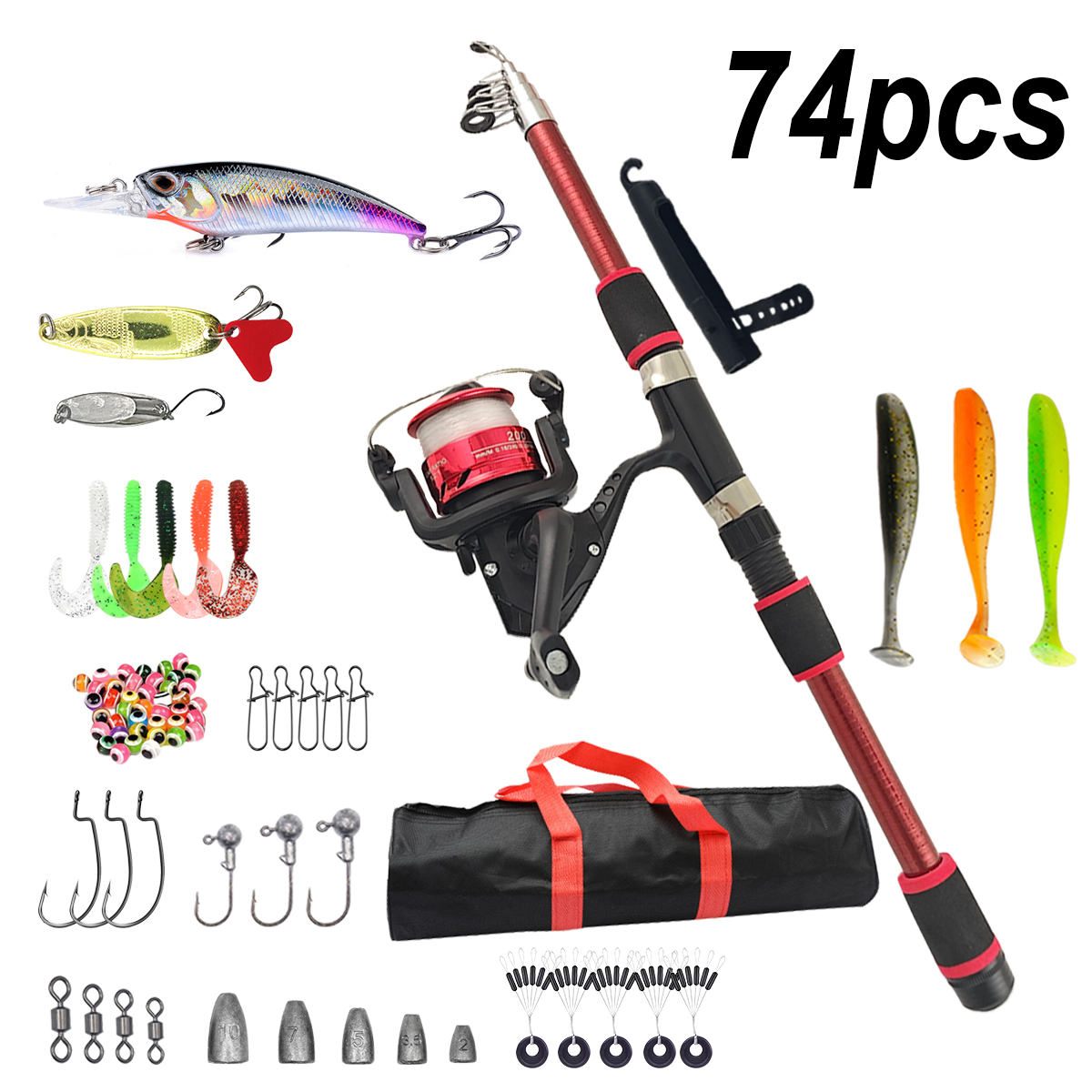 Fishing Pole Set Full Kits Wit - Spincast Reel recensie en prijs