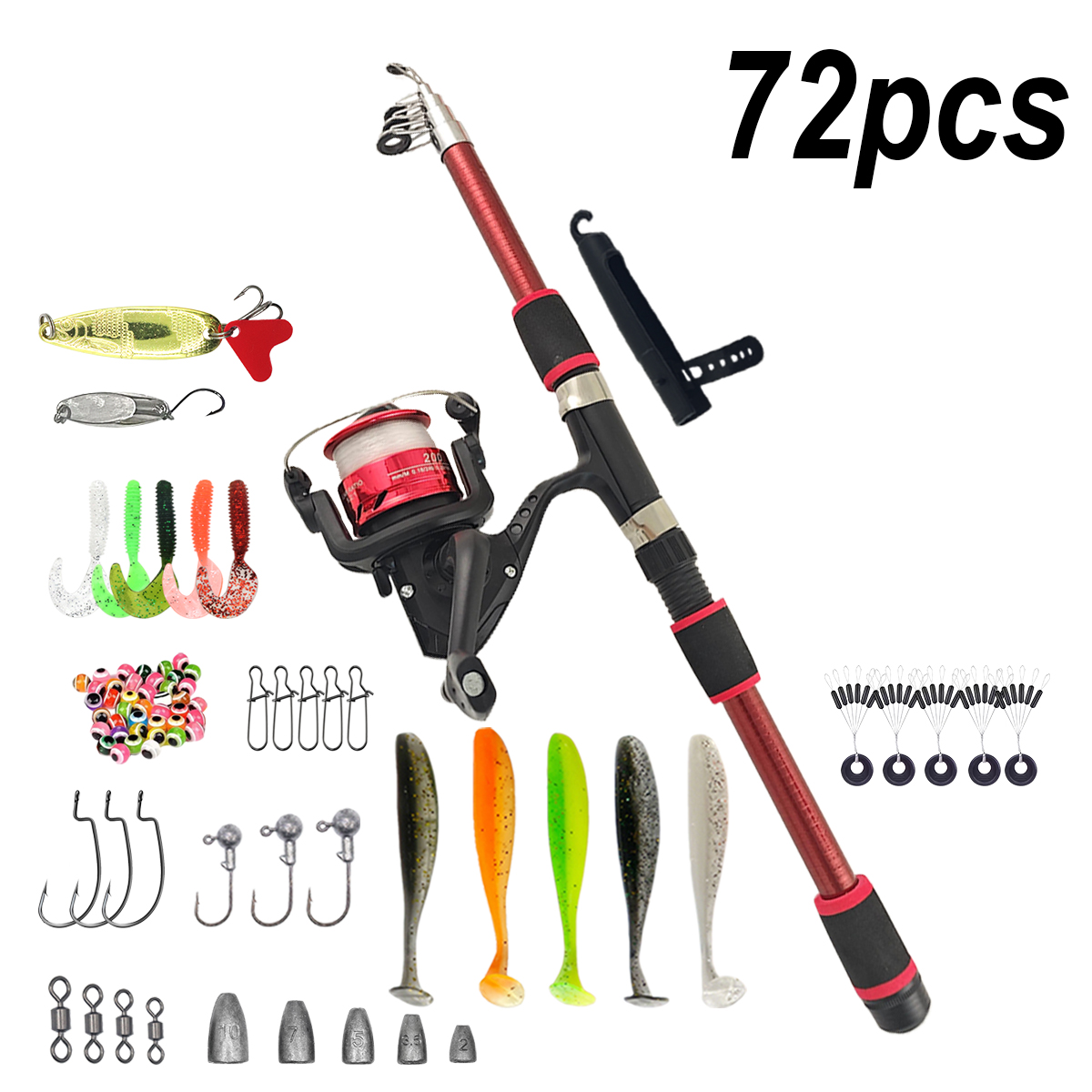Fishing Pole Set Full Kits Wit - Spincast Reel recensie en prijs